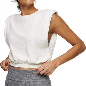 Topshop Ribbed Shoulder Pad Top